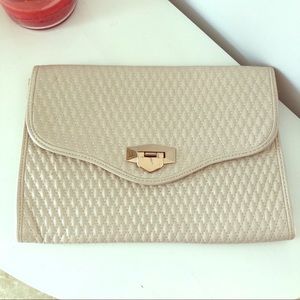 Cream quilt textured clutch/purse